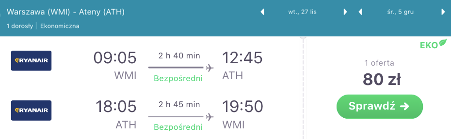 zarezerwuj loty do aten