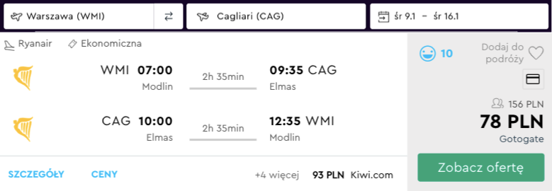 zarezerwuj loty do cagliari