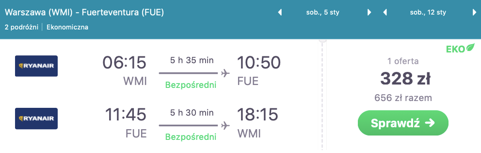 zarezerwuj loty na fuerteventure