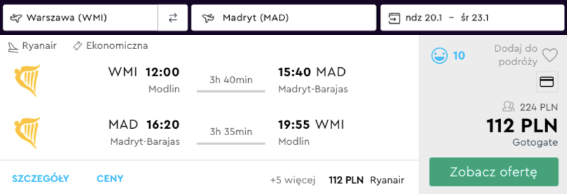 zarezerwuj loty do madrytu