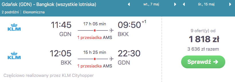 loty gdańsk bangkok