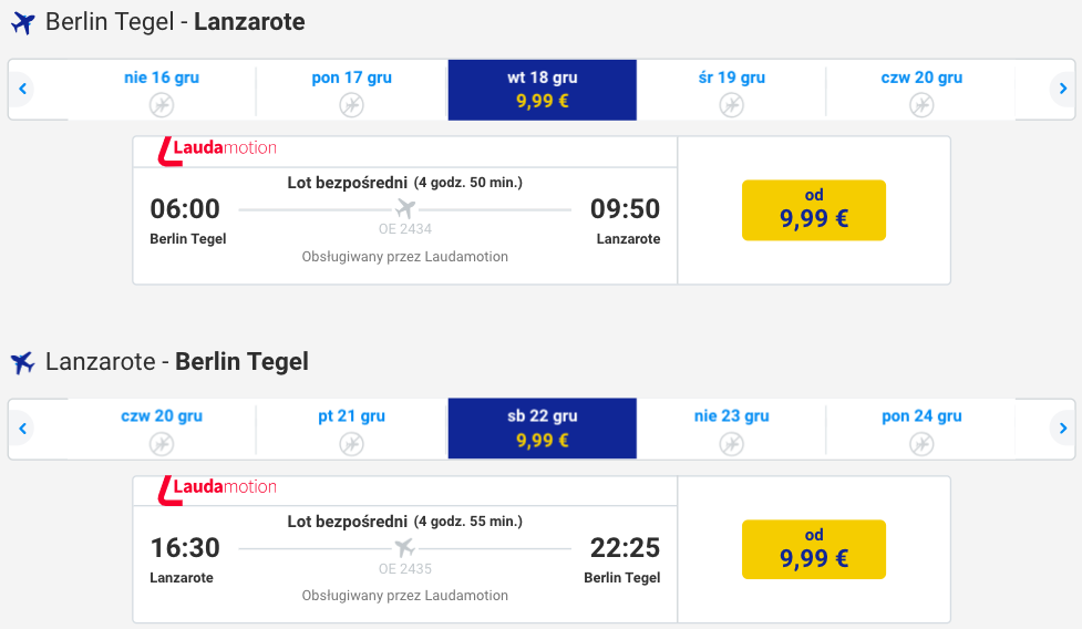 zarezerwuj loty na laznarote