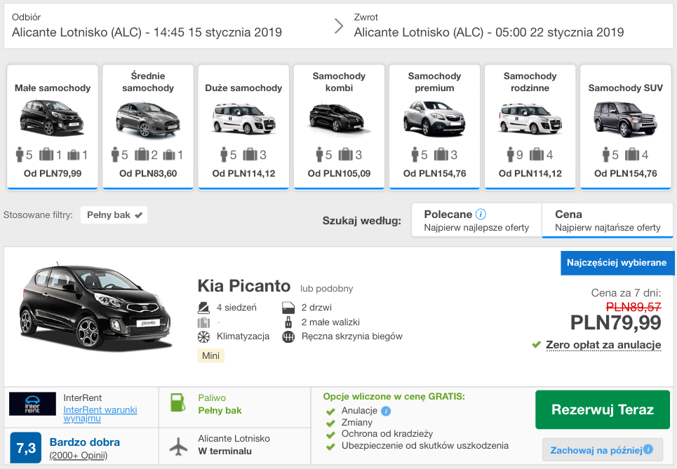 zarezerwuj auto w alicnte