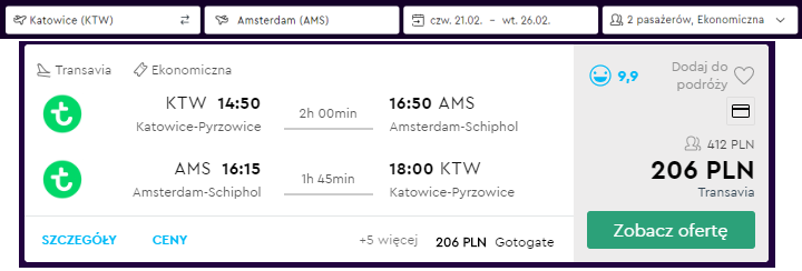 Amsterdam loty