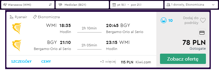 Bergamo loty