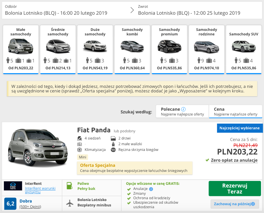 zarezerwuj auto w bolonii