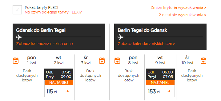 loty easyjet gdansk berlin