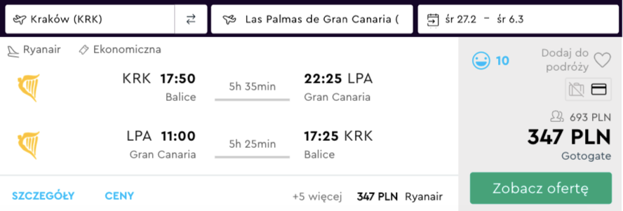 zarezerwuj loty na gran canarie