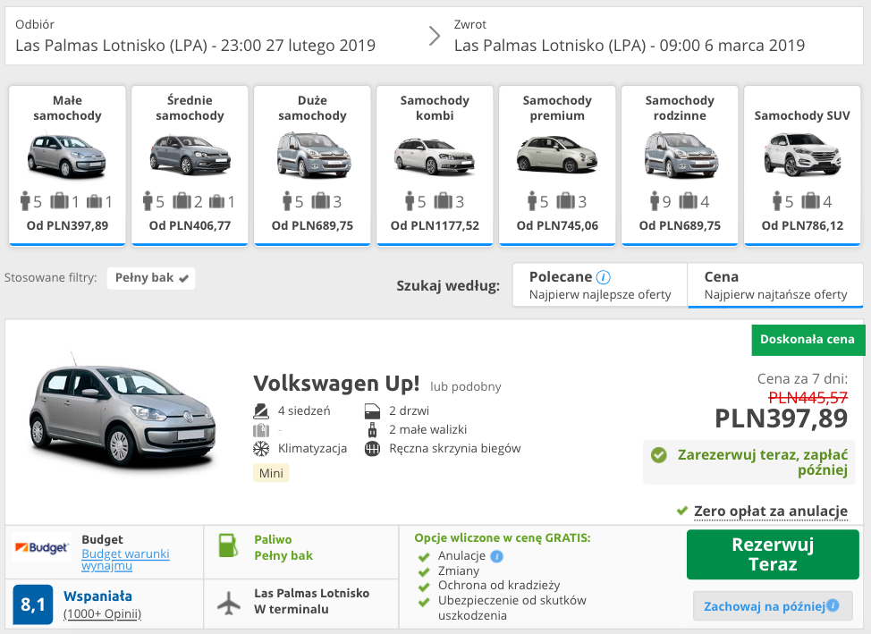 zarezerwuj auto na gran canarii