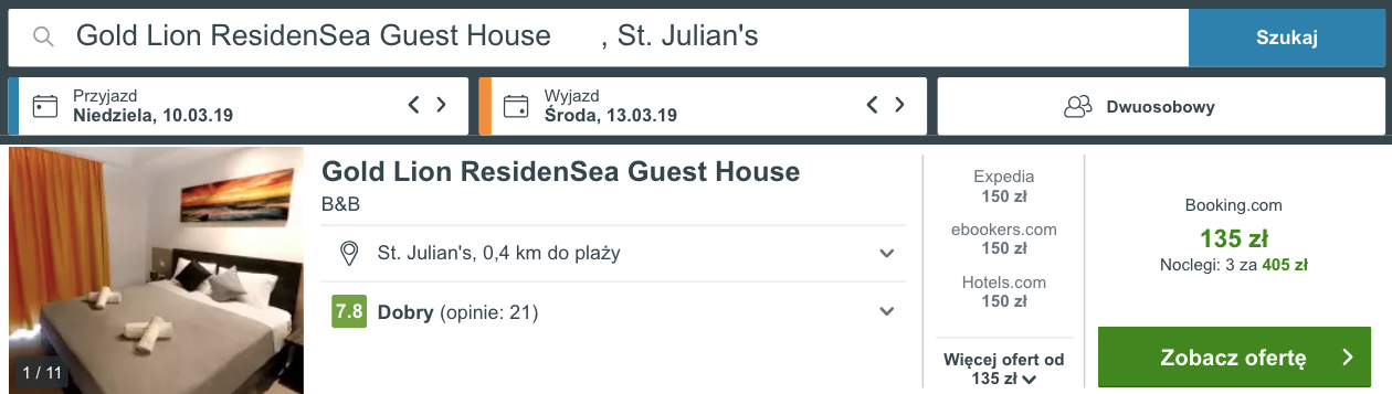 zarezerwuj hotelna malcie