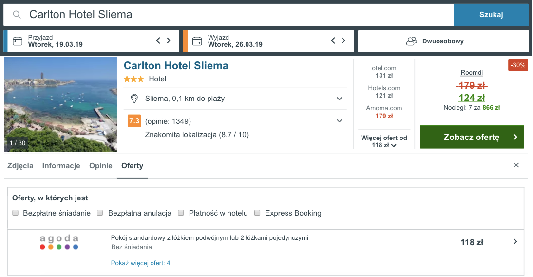 zarezerwuj hotel na malcie