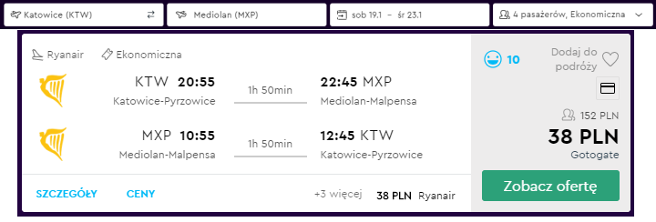 Mediolan loty