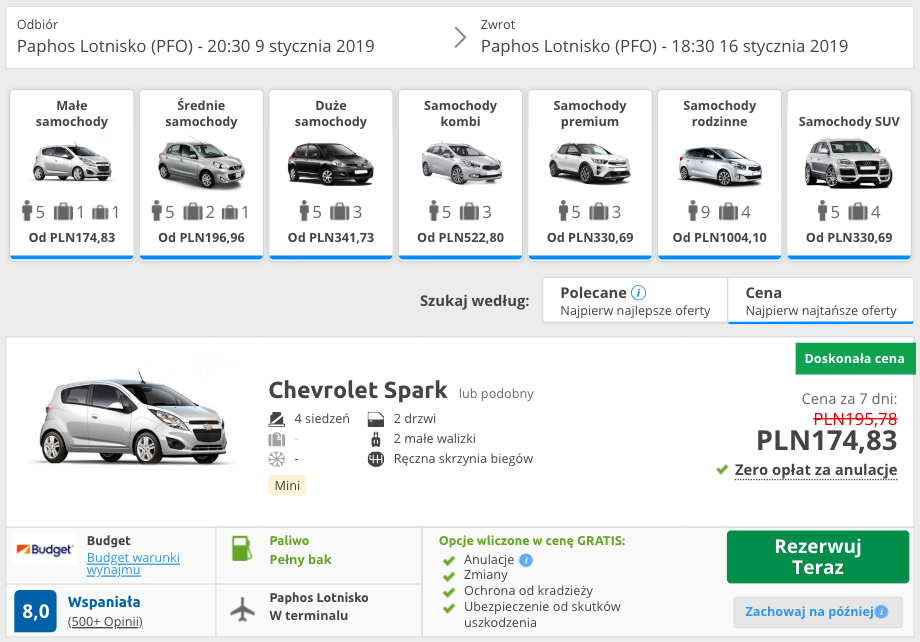 zarezerwuj auto w pafos