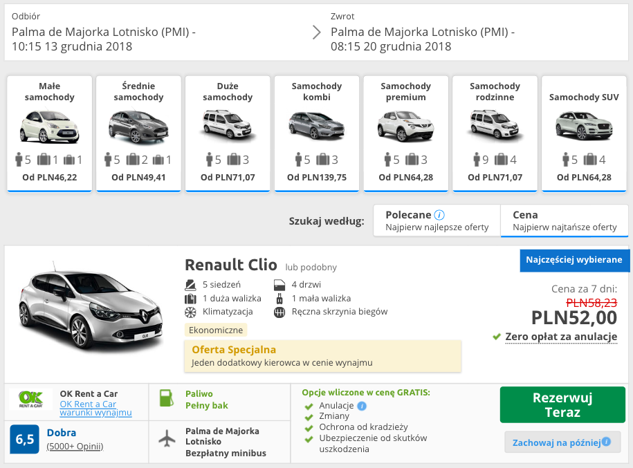zarezerwuj auto na majorce