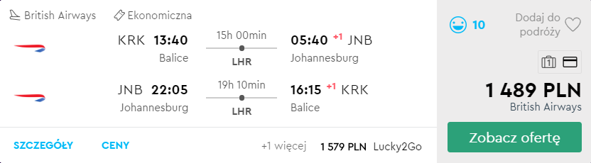 tanie loty do RPA z Krakowa