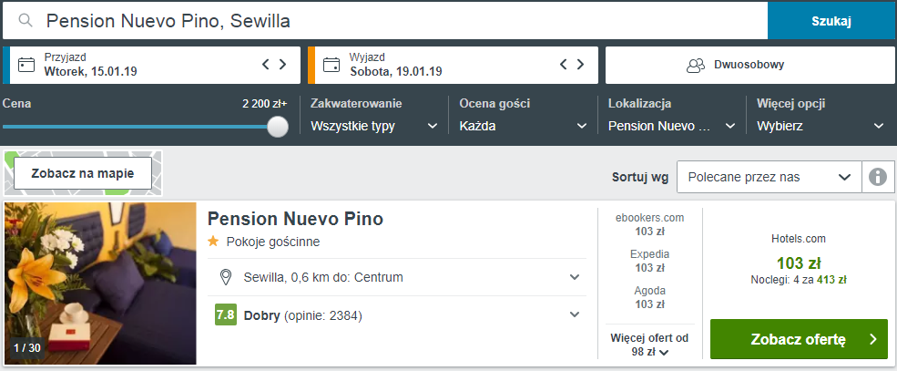 sewilla rezerwacja hotelu