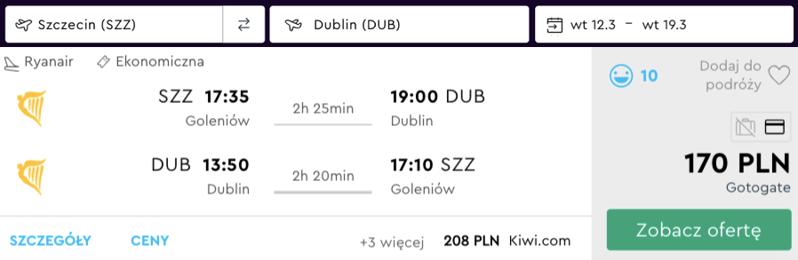 zarezerwuj loty do dublina