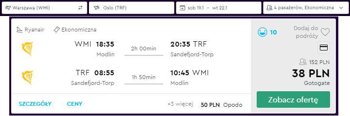 Norwegia loty