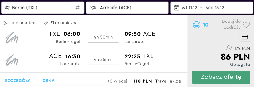 zarezerwuj loty na lanzarote