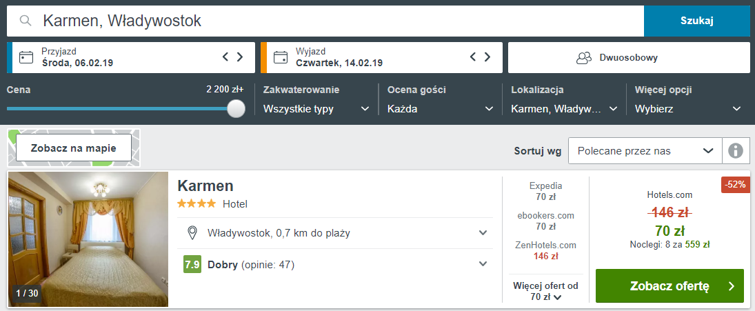 Władywostok noclegi