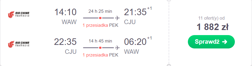 Czedżu korea południowa loty