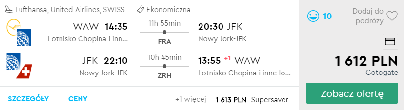 nowy jork z warszawy