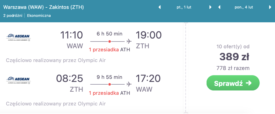 zarezerwuj loty na zakynthos