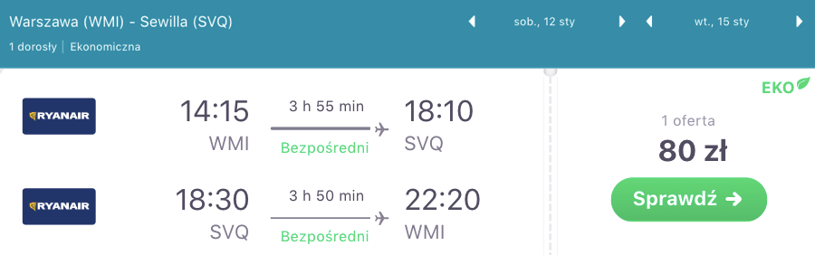 zarezerwuj loty do sewilli