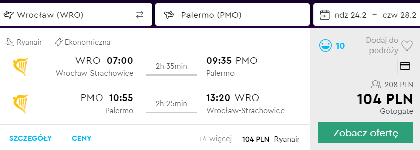 palermo loty
