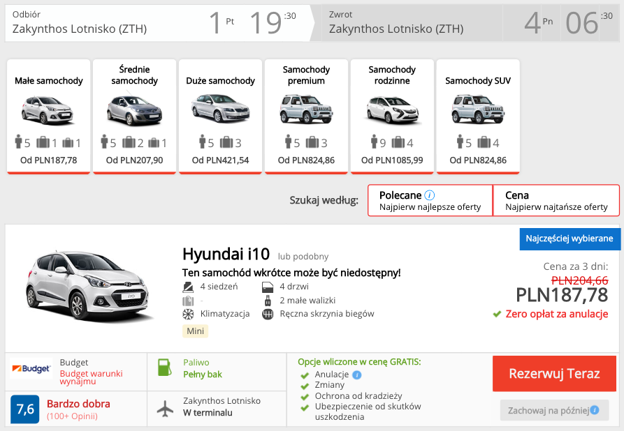 zarezerwuj auto na zakynthos