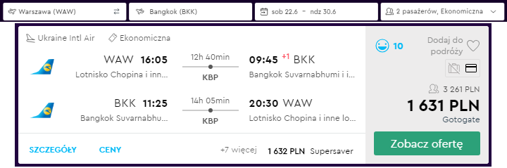 Bangkok loty