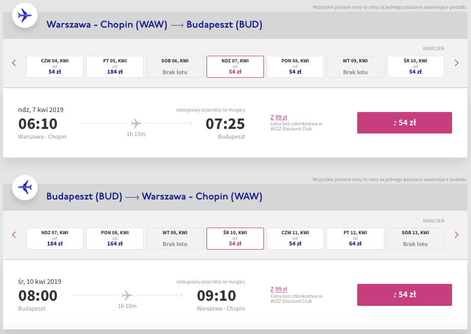 budapeszt loty