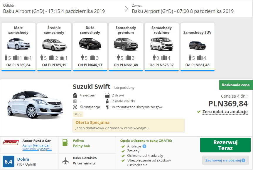 rezerwacja auta