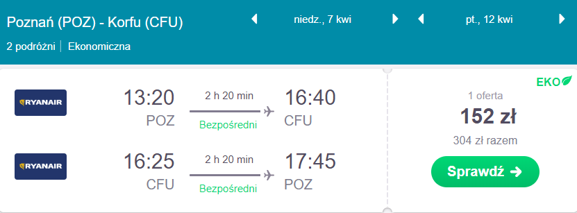 korfu loty z poznania
