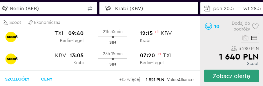 krabi loty z berlina