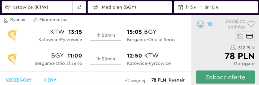 zarezerwuj loty do bergamo
