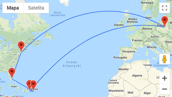 mapa podrózy