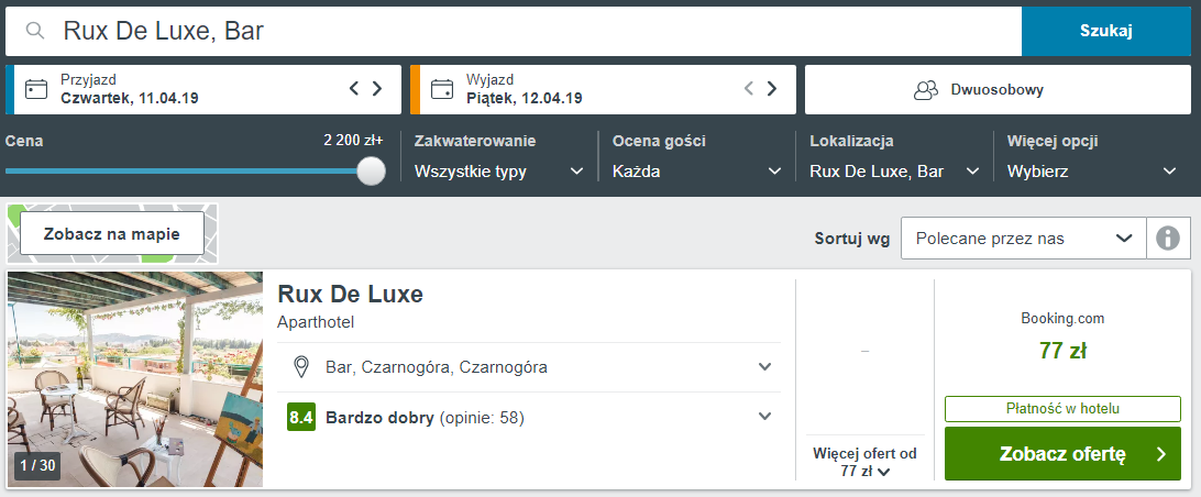 Czarnogóra noclegi