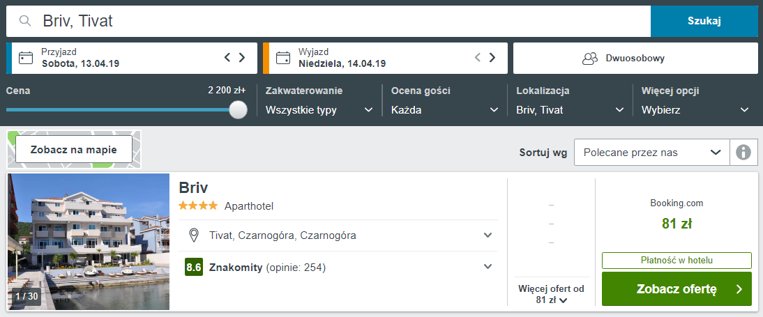 Czarnogóra noclegi