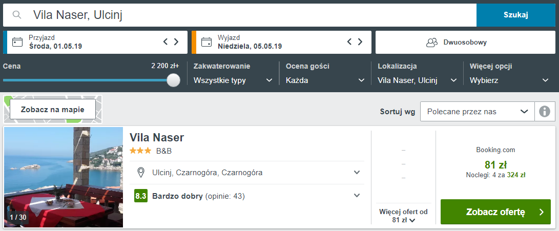 Czarnogóra noclegi