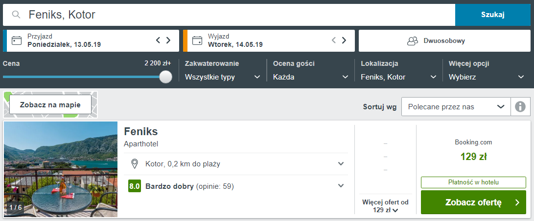 Czarnogóra noclegi