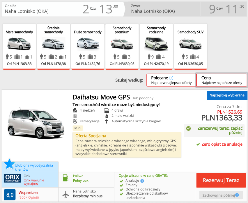 zarezerwuj auto na okinawie