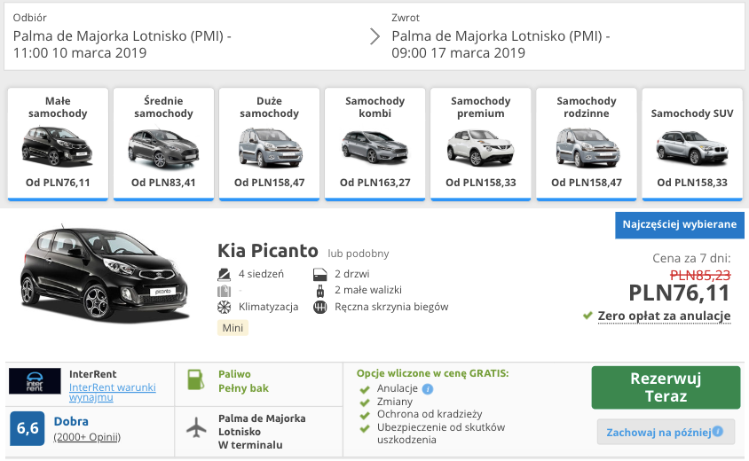 zarezerwuj auto na majorce