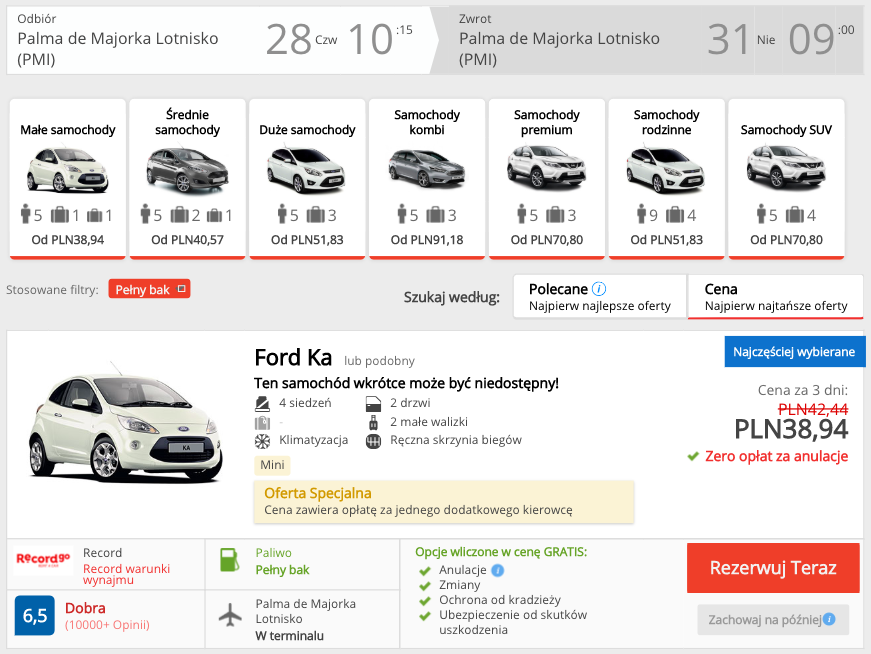 zarezerwuj auto na majorce