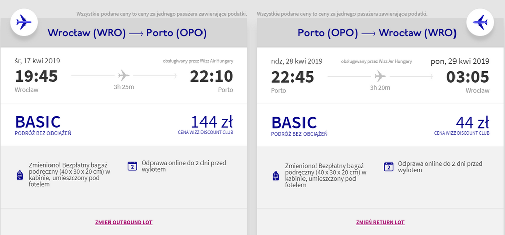 porto tanie loty