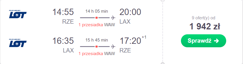 tanie loty z rzeszowa do kalifornii