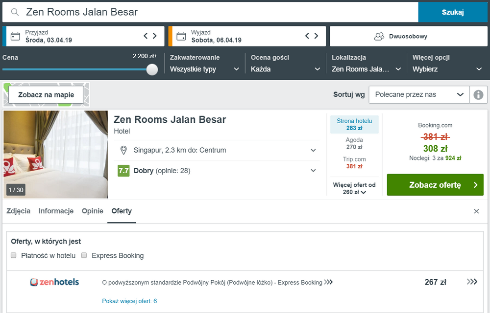 noclegi w singapurze