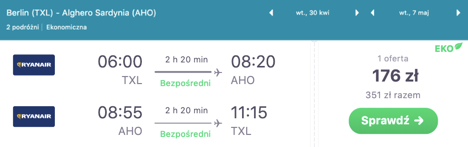 zarezerwuj loty do alghero