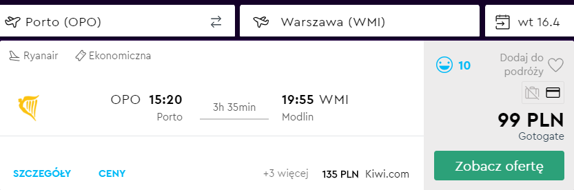 tanie loty do warszawy
