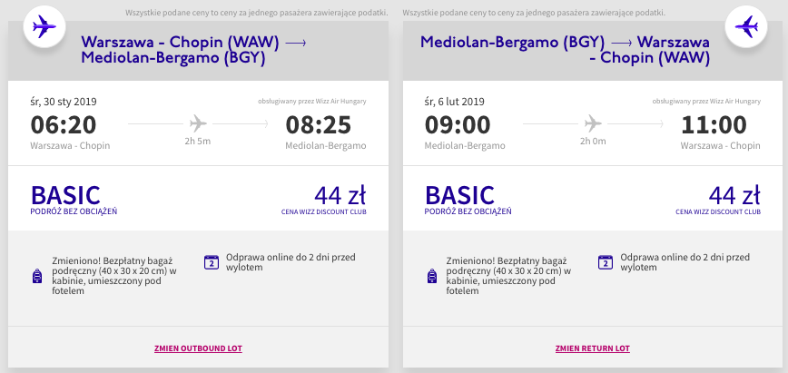 zarezerwuj loty do bergamo